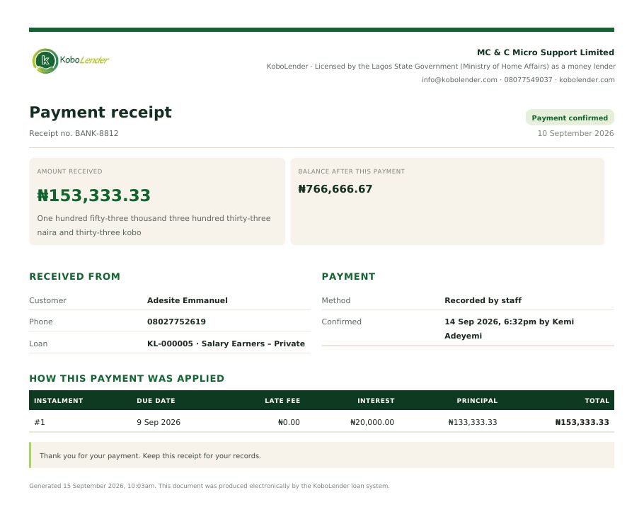 A payment receipt.